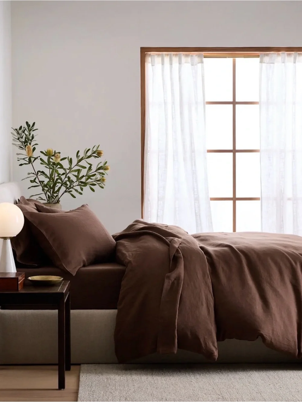 QUINCE NWOT European Linen Duvet Cover Set Twin Espresso Chocolate